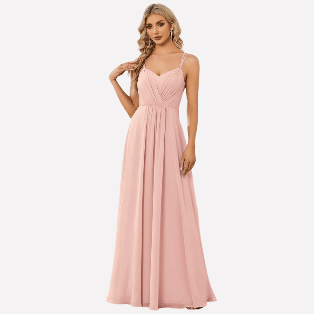 Neckholder-Maxikleid mit hohem Schlitz aus Chiffon für Damen im Herbst