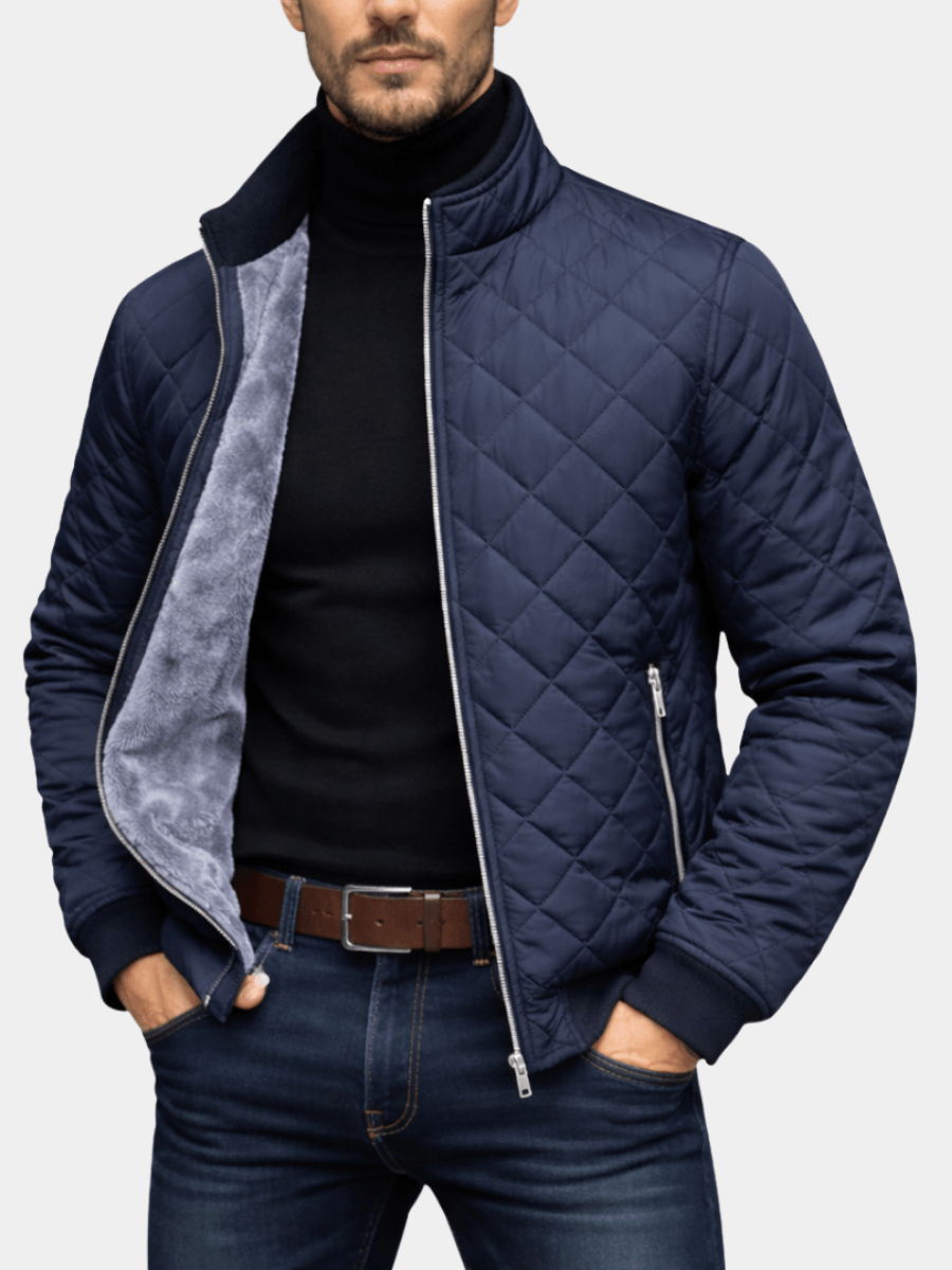 Herren Steppjacke mit gefüttertem Stehkragen und Reissverschluss