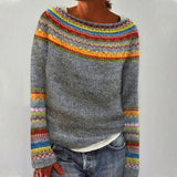 Norweger Pullover Damen mit Fair Isle Muster und Rundhalsausschnitt