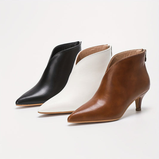 Damen Stiefeletten mit Kitten-Heel-Absatz und spitzer Zehenpartie