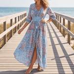 Fliessendes Boho-Maxikleid mit Blumendruck und V-Ausschnitt