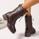 Gefütterte Damen Winterstiefel mit Schnürung und Reissverschluss