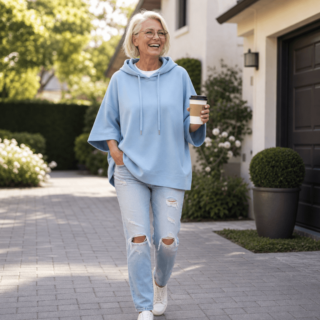 Oversized Kapuzensweatshirt mit weiten Ärmeln für Damen