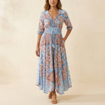 Fliessendes Boho-Maxikleid mit Blumendruck und V-Ausschnitt