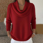 Vânia Wasserfallausschnitt Damenpullover mit Rippstrick