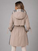 Damen Kapuzen-Trenchjacke mit Taillenzug und Reissverschluss