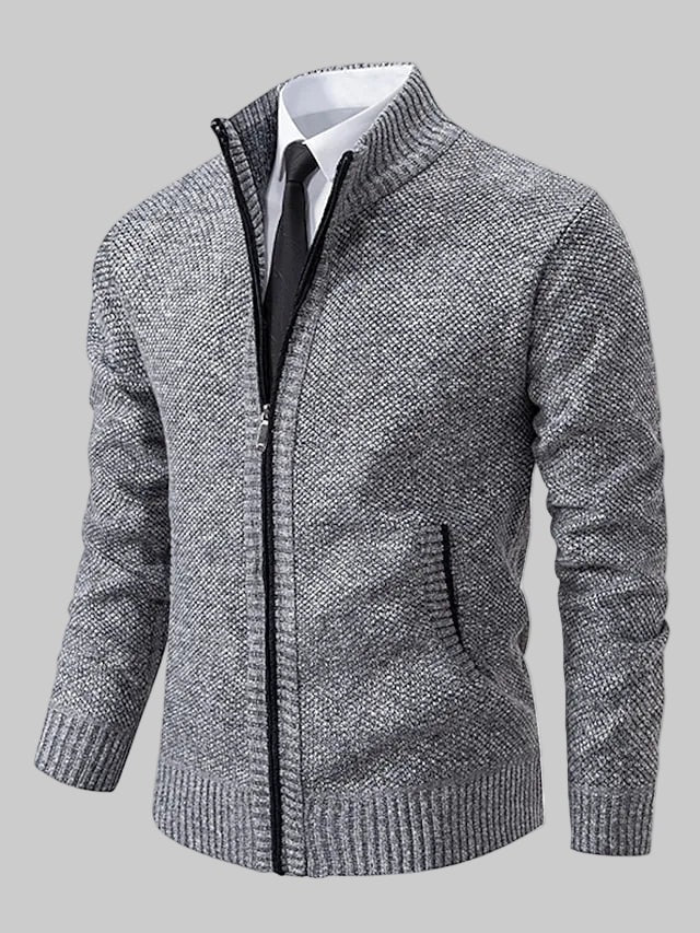Klassischer Herren Pullover mit Stehkragen und Reissverschluss