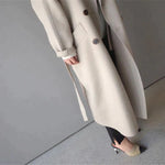 Oversized Wollmantel für Damen mit Gürtel und Reverskragen