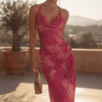 Cowl-Ausschnitt Blumen Midikleid mit Raffung für den Herbst