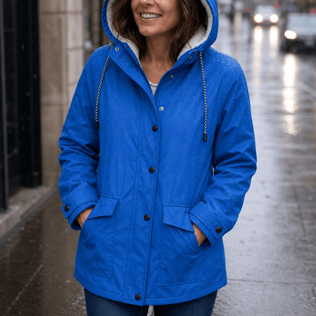 Wasserdichte Kapuzenjacke mit Plüschfutter für Damen