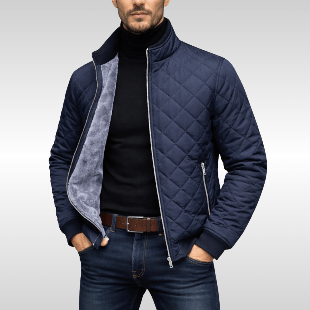 Herren Steppjacke mit gefüttertem Stehkragen und Reissverschluss