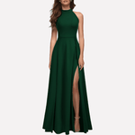 Neckholder-Maxikleid mit Beinschlitz und Rückenausschnitt für den Herbst
