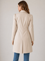 Kurzer Damen-Trenchcoat aus Baumwollmix mit Taillierter Passform und Knopfleiste