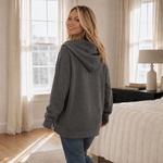 Oversize Waffelstrick Henley Hoodie mit Knopfleiste