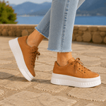 Orthopädische Damen-Sneakers mit bequemer Fussbett-Stütze und Plateausohle