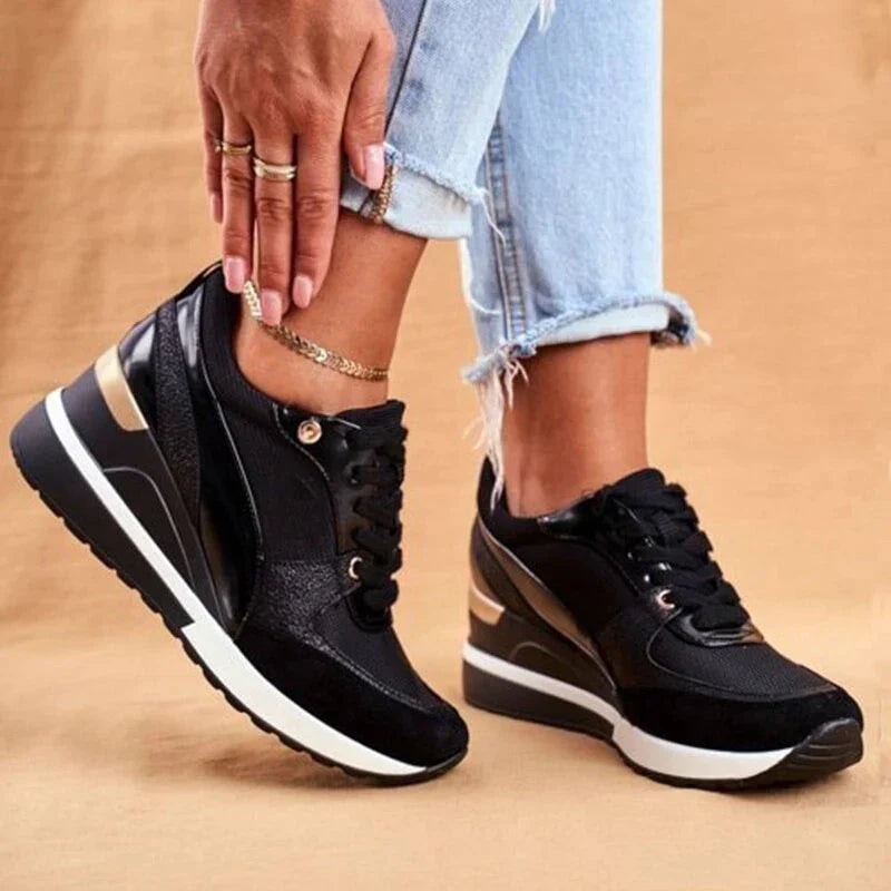 Bequeme Damen Sneakers mit Keilabsatz und Memory-Schaum-Sohle