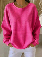 Lucille Oversize Waffelstrick Pullover mit Rundhalsausschnitt