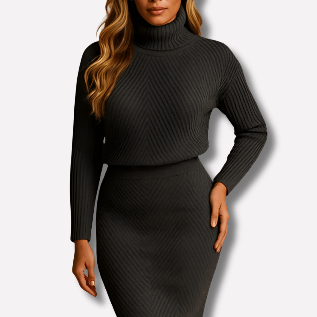 Strickmidikleid mit Zweiteiler-Optik für Damen im Herbst