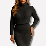 Strickmidikleid mit Zweiteiler-Optik für Damen im Herbst