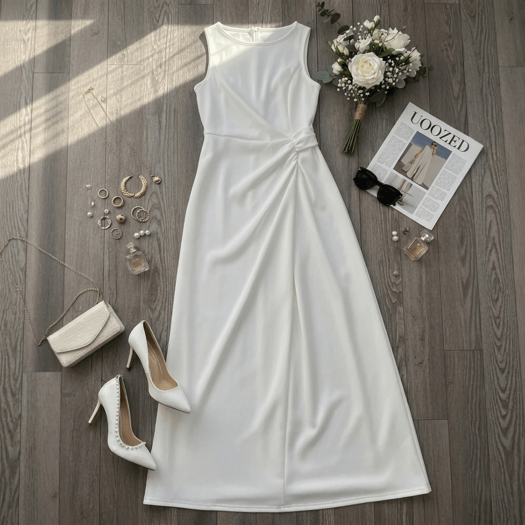 Elegantes Plissee-Maxikleid mit fliessender Silhouette für den Herbst