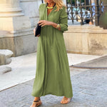 Fliessendes Maxikleid mit V-Ausschnitt für Damen im Herbst