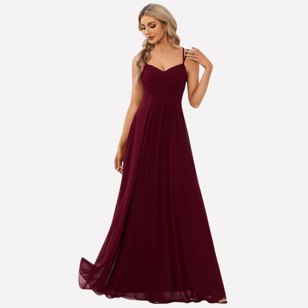 Neckholder-Maxikleid mit hohem Schlitz aus Chiffon für Damen im Herbst