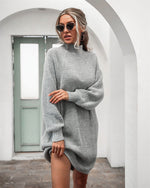 Sephira Oversized Rollkragen Longpullover für Damen mit Rippstrick