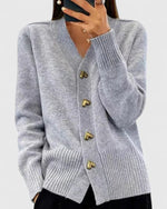 Lillyanne Herzknopf Strickjacke für Damen mit V-Ausschnitt