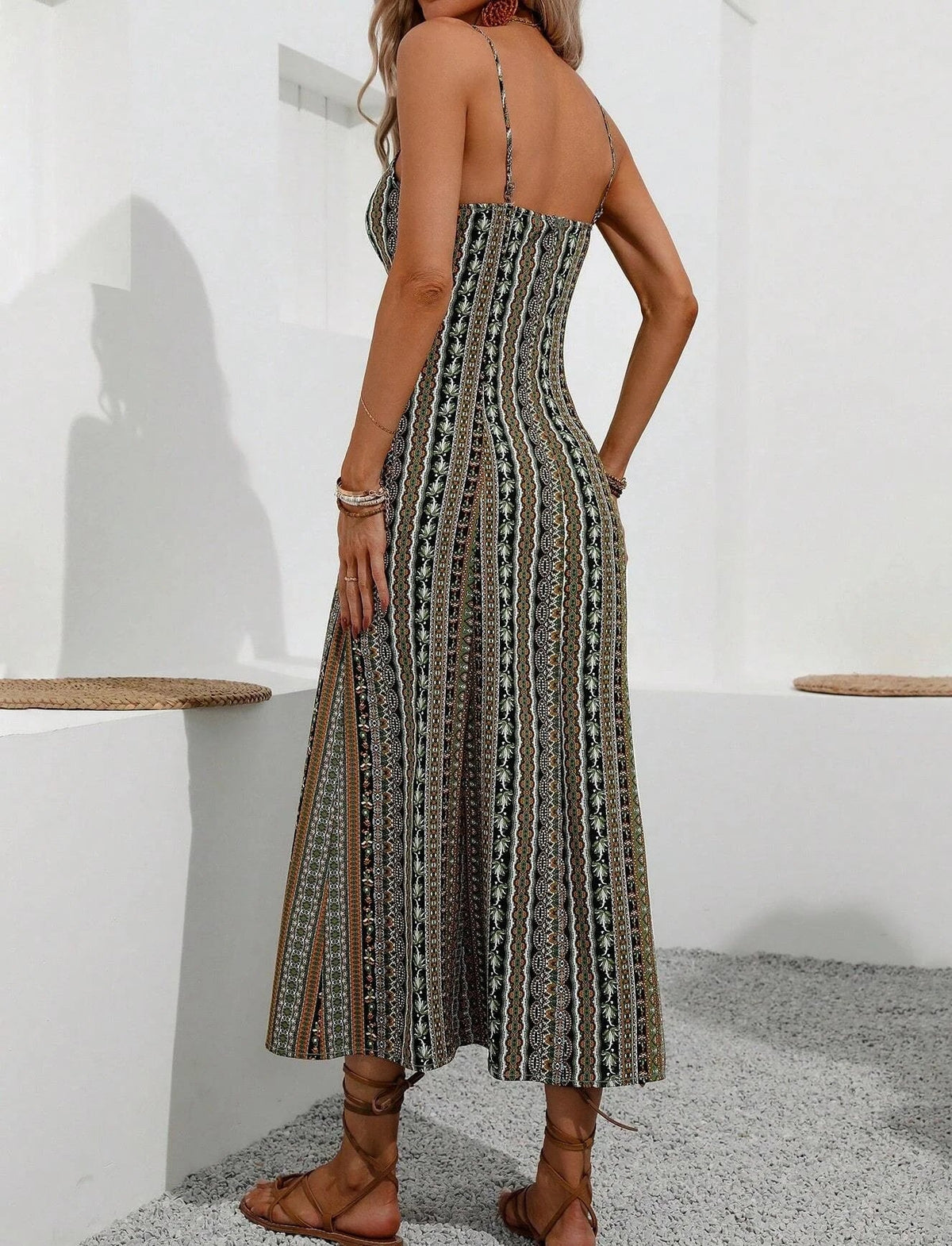 Soraya Bohemian Maxikleid mit Beinschlitz für Sommer und Herbst