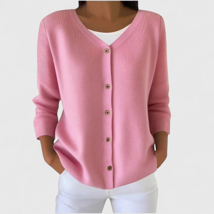 Wena V-Ausschnitt Strickjacke mit Knopfleiste für Damen