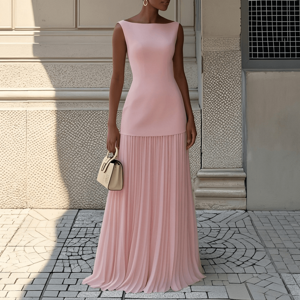Aermelloses Strickkleid Damen mit Plisseerock für den Herbst
