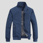 Winddichte Herrenjacke aus Mischgewebe mit Stehkragen und sicheren Taschen