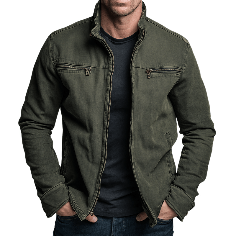 Herren Baumwolljacke mit Stehkragen und Reissverschluss