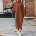 Larana Rollkragen-Strickkleid für Damen in Midilänge