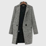 Rebeka Longline Hahnentritt-Wollmantel mit Reverskragen für Damen