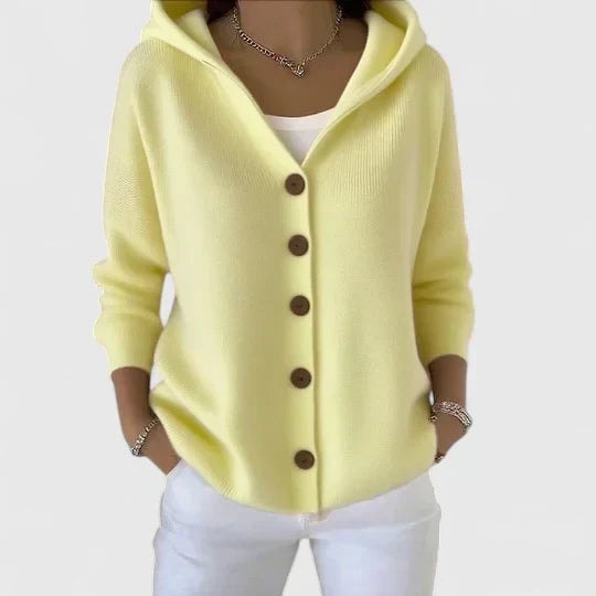 Rhezalynn Kapuzen-Strickjacke mit Knopfleiste für Damen