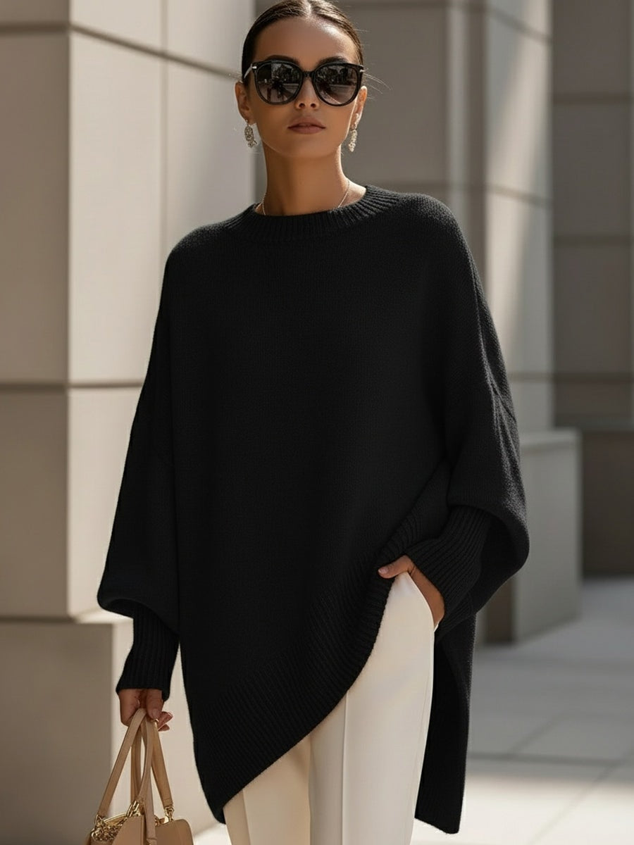 Samantha Oversized Strickpullover Damen mit Fledermausärmeln Lang