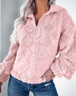 Damen Fleece-Pullover mit Stehkragen und Struktur-Optik