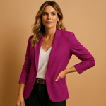 Tailliert Geschnittener Damen-Blazer mit Einknopfverschluss aus Polyester