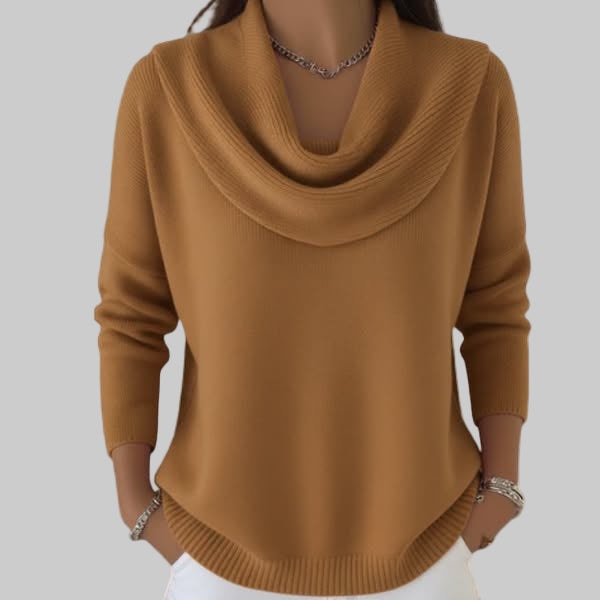 Carlotta Damen Pullover mit Wasserfallausschnitt und Rippbündchen