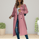 Zweireihiger Damen Trenchcoat mit Umlegekragen und Bindegürtel