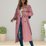 Zweireihiger Damen Trenchcoat mit Umlegekragen und Bindegürtel