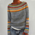 Norweger Pullover Damen mit Fair Isle Muster und Rundhalsausschnitt
