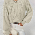 Katarina Zopfmuster Cropped Wollpullover mit Rippbund für Damen