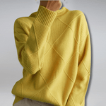 Renata Langer Rollkragenpullover Damen aus Baumwolle mit Rippstrick