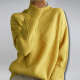 Renata Langer Rollkragenpullover Damen aus Baumwolle mit Rippstrick