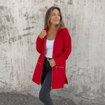 Longline Kapuzenjacke mit Reissverschluss und Taschen