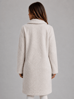 Langer Teddy-Fleece Mantel mit Knopfleiste und Kragen