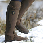 Cataleya Damen Kniehohe Lederstiefel mit Schnallenriemen