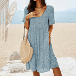 Übergrössen Maxikleid mit V-Ausschnitt und Print für den Herbst